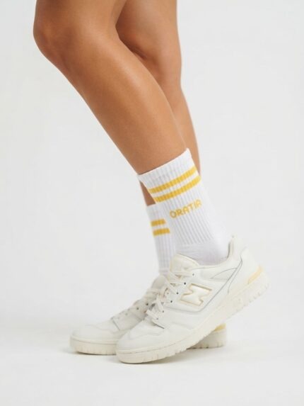 ORATIA Unisex White-Yellow Socks